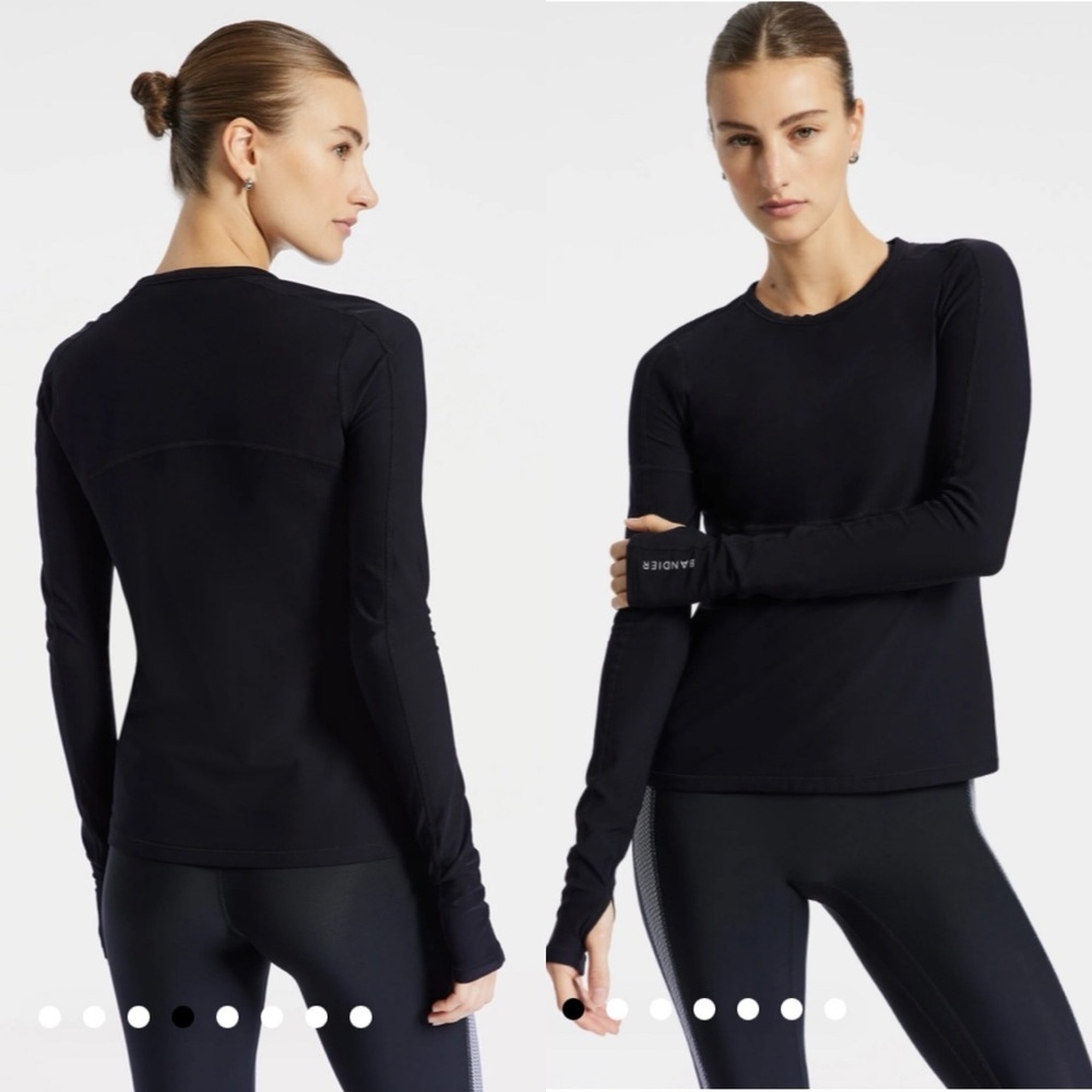 NWT Bandier Pro Fleece Curved Seam Top in Black Size Small